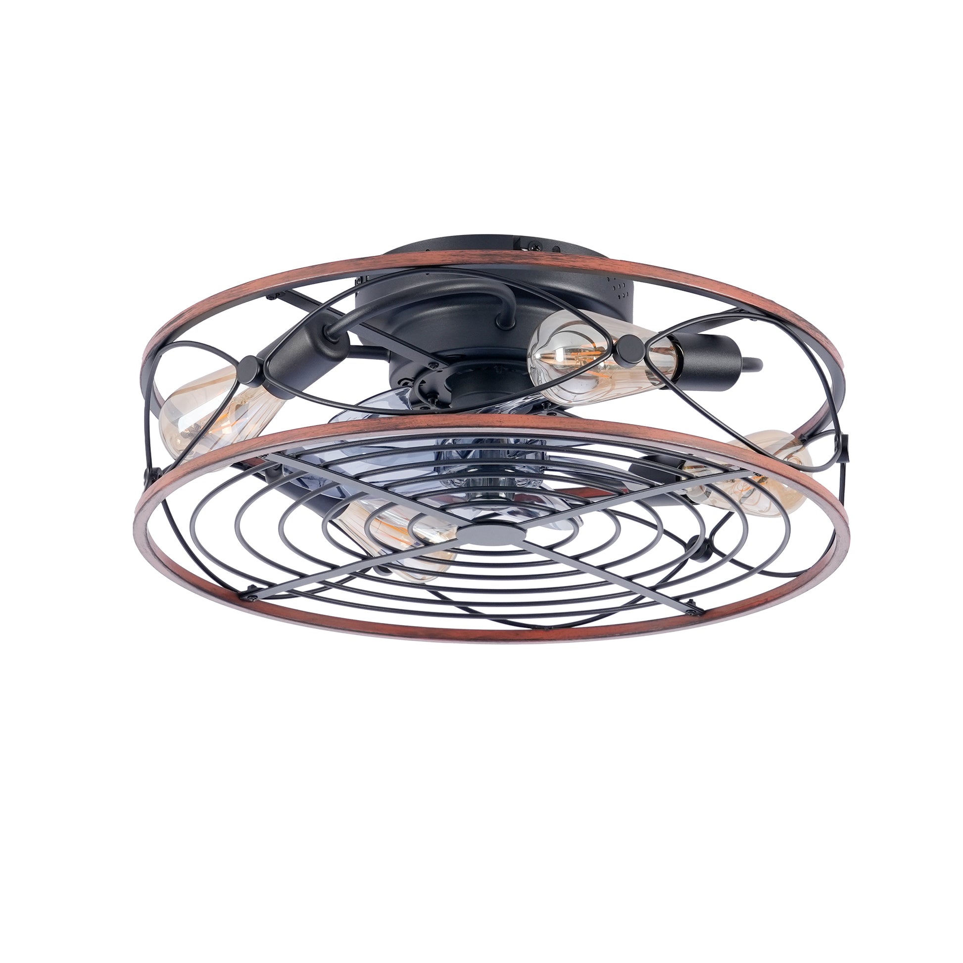 20" Matte Black Caged Ceiling Fan with Remote - view 16