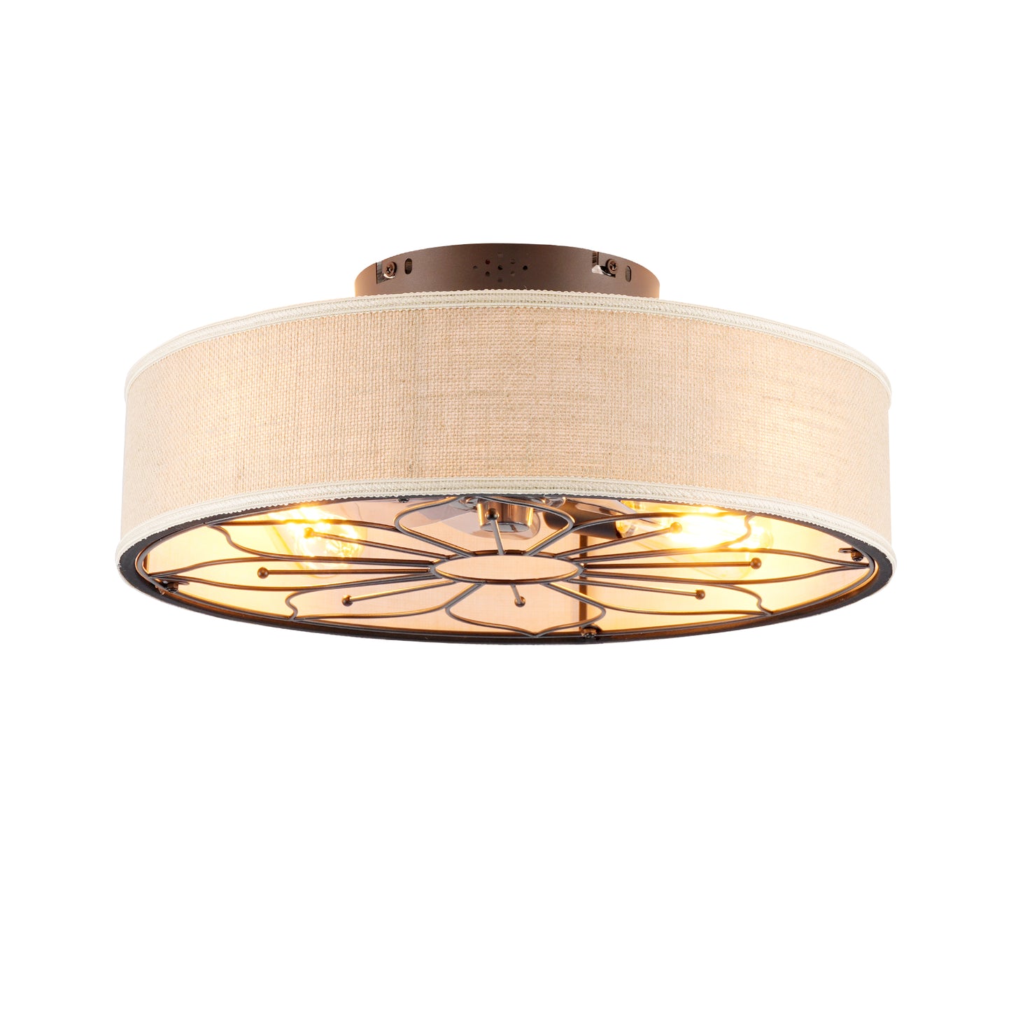 20" Lotus Fabric Farmhouse Bladeless Ceiling Fan with Remote - view 22