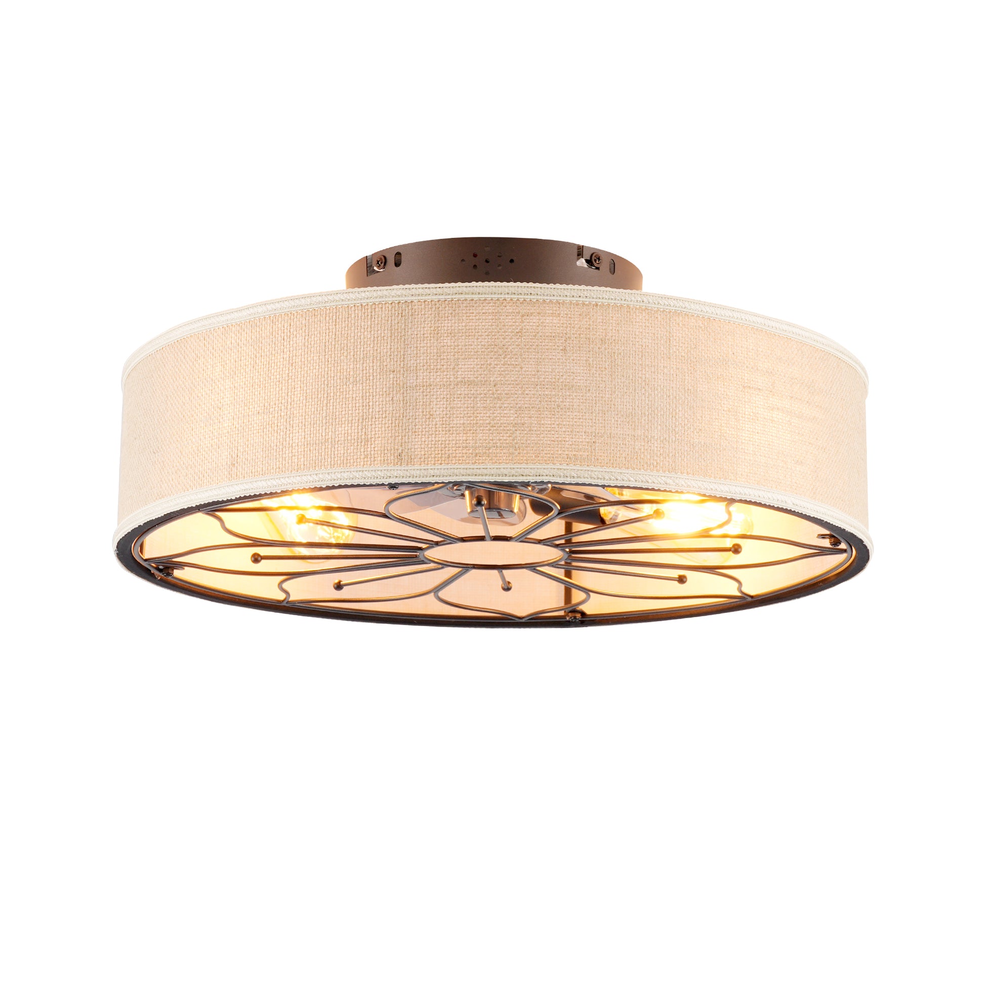 20" Lotus Fabric Farmhouse Bladeless Ceiling Fan with Remote - view 22