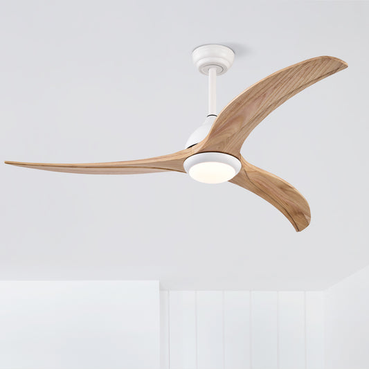52" Matte White Solid Wood Ceiling Fan with Remote - view 2