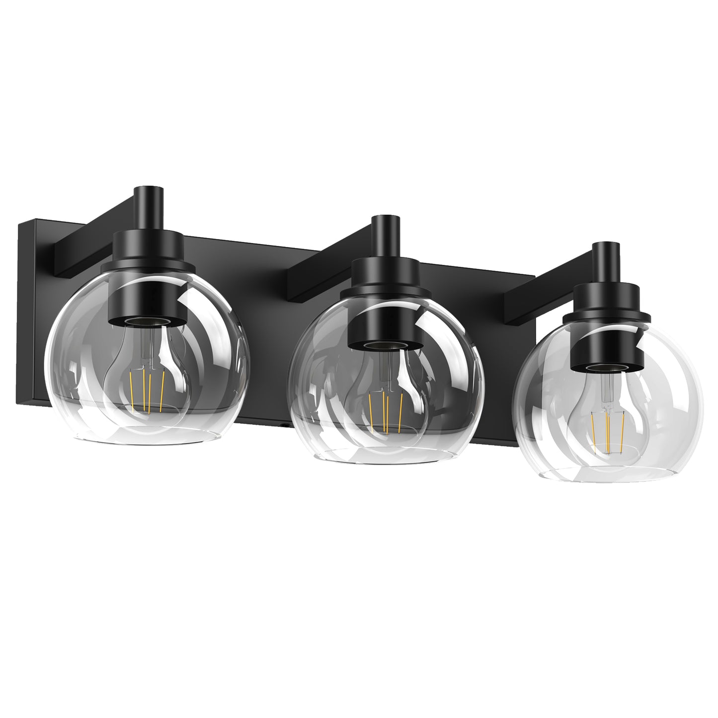 3-Light Matte Black Vanity Light with Clear Glass - view 9