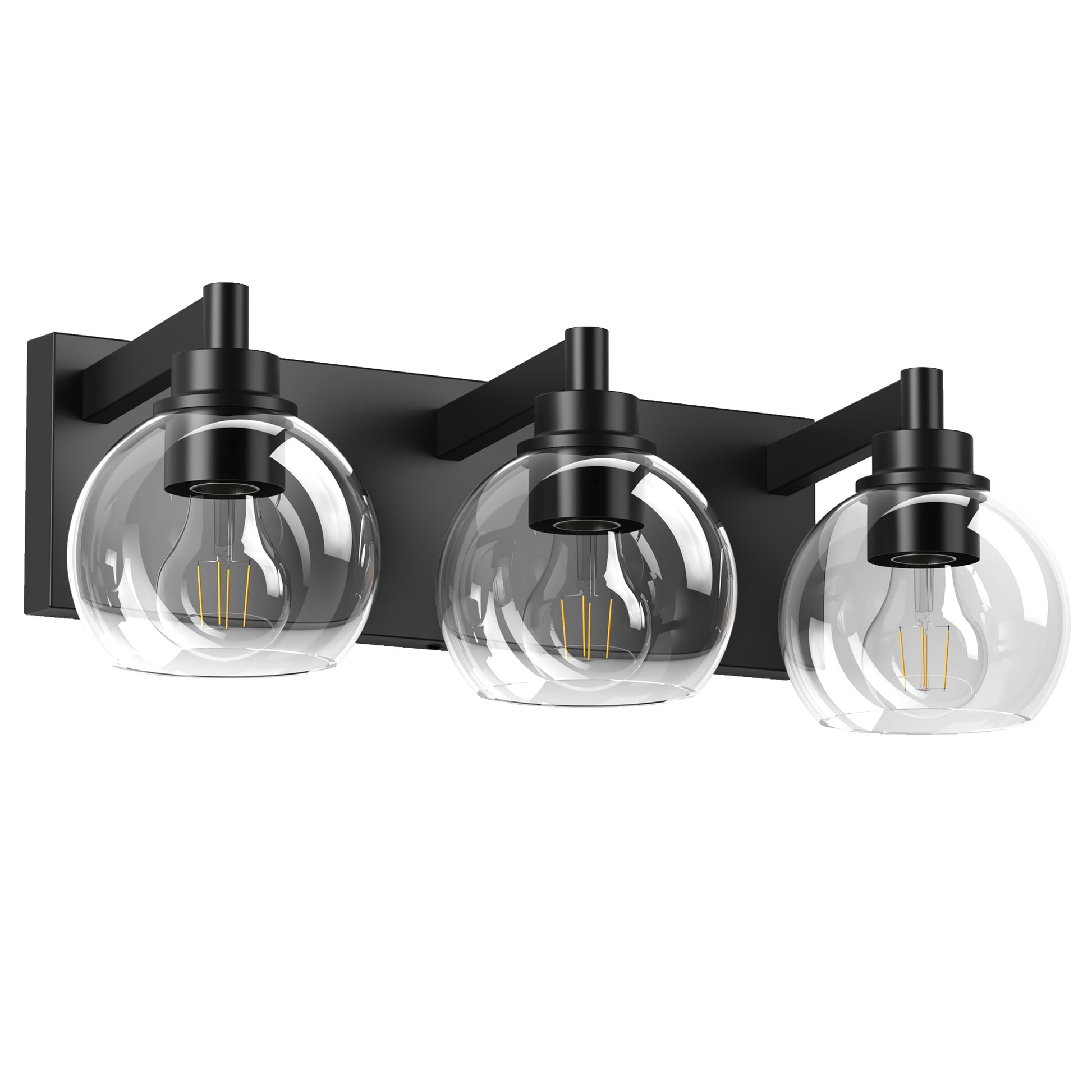 3-Light Matte Black Vanity Light with Clear Glass - view 9