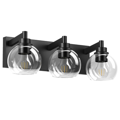 3-Light Matte Black Vanity Light with Clear Glass - view 9