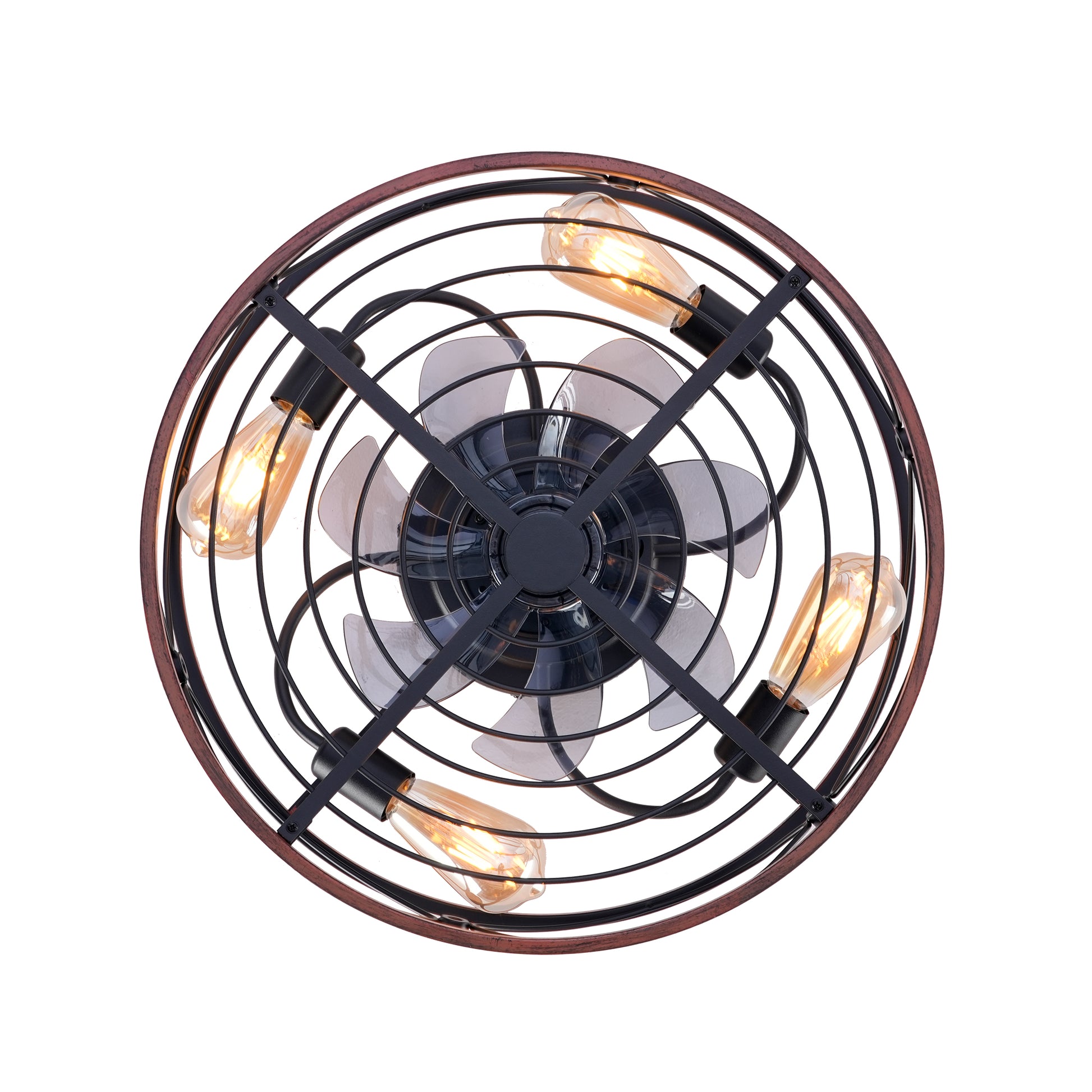 20" Matte Black Caged Ceiling Fan with Remote - view 18