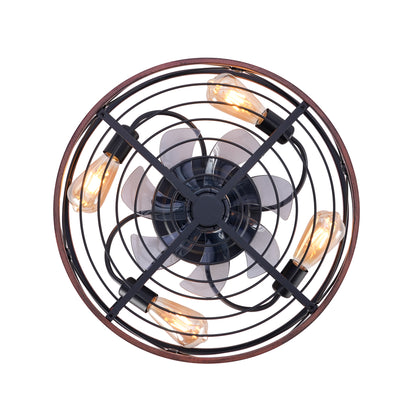 20" Matte Black Caged Ceiling Fan with Remote - view 18
