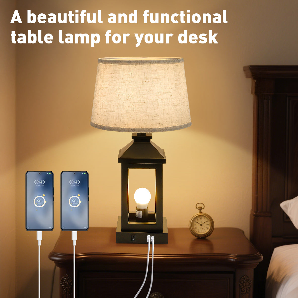 20.5" Black Farmhouse Touch Table Lamp - view 4