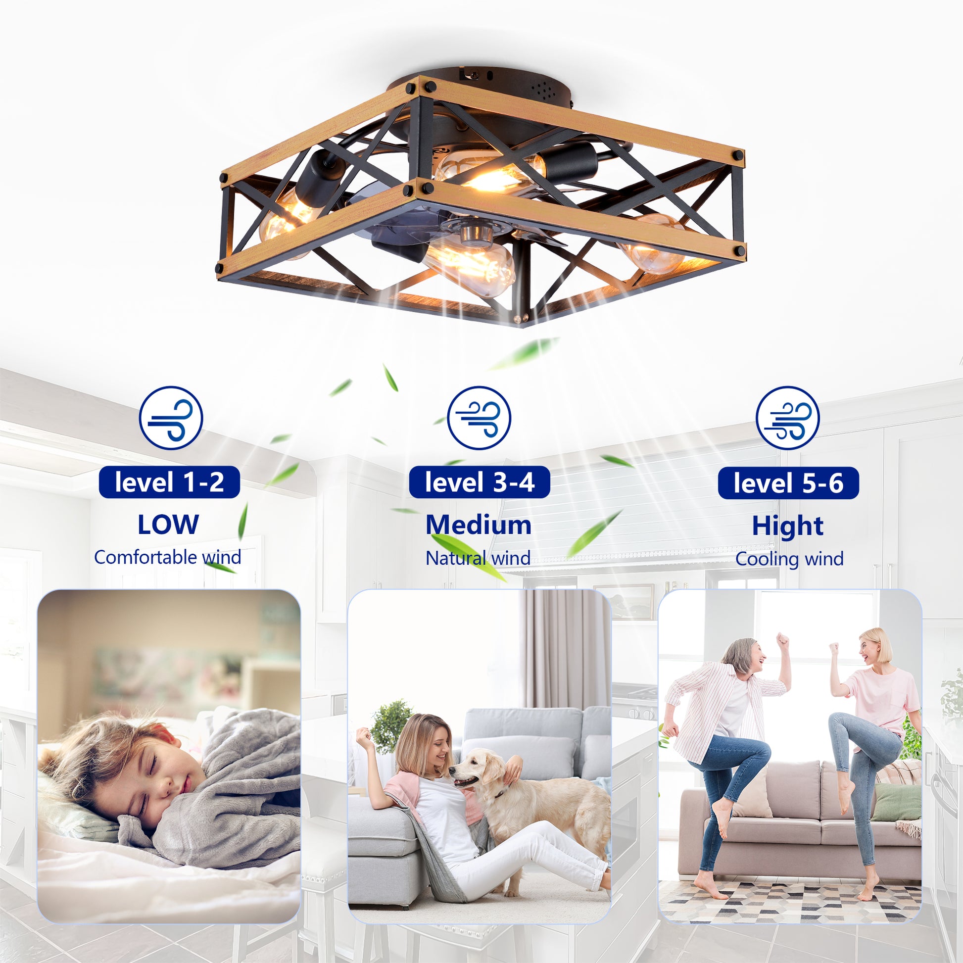 22.6" Bronze Flush Mount Ceiling Fan with Remote - view 13