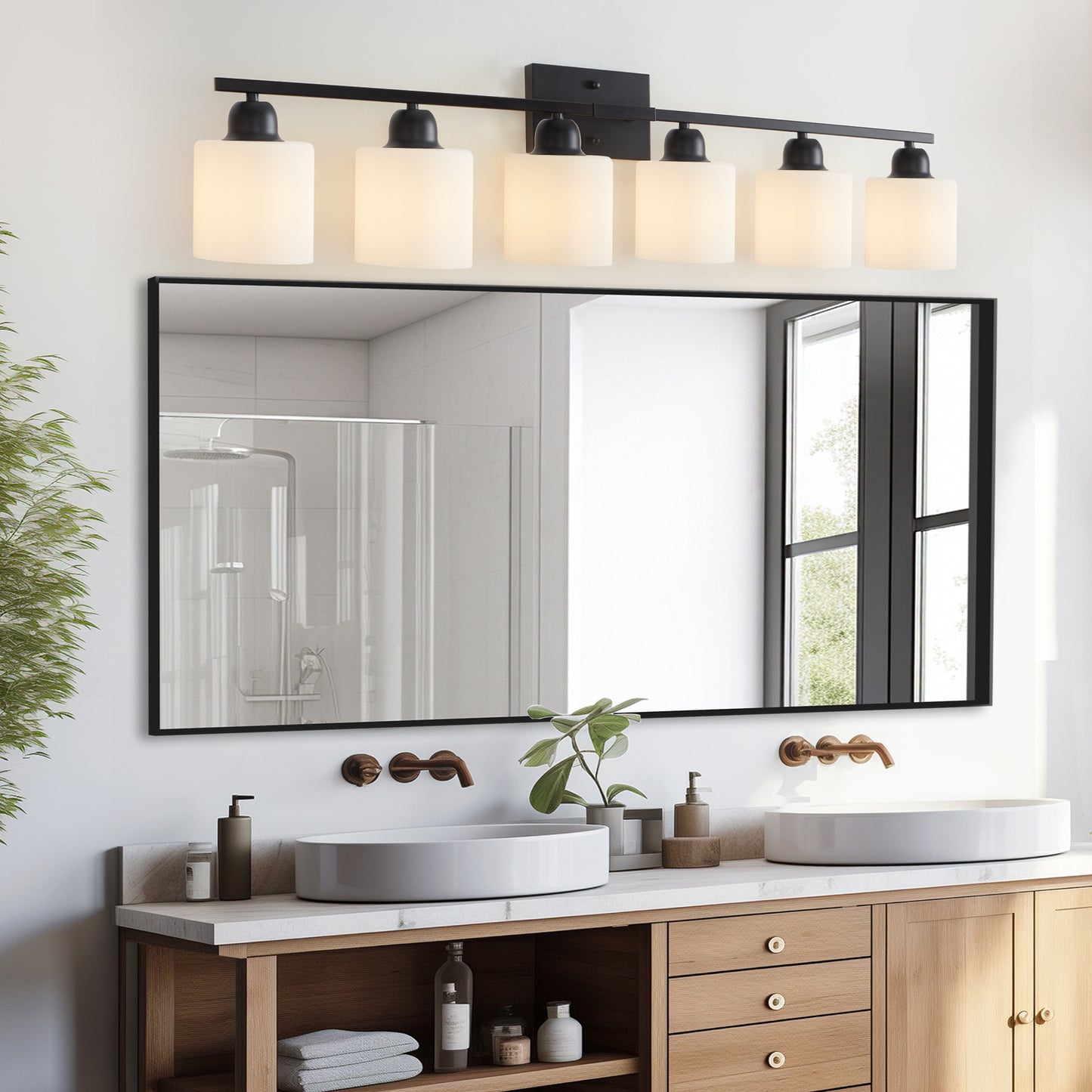38" 6-Light Matte Black Vanity Light - view 4