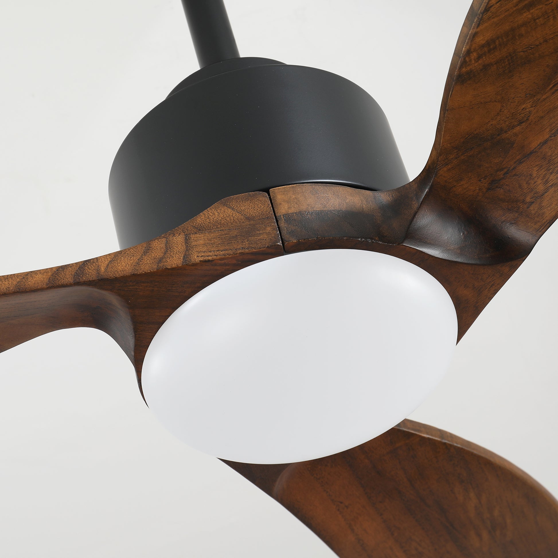 52" Matte Black & Wood Ceiling Fan with Dimmable LED - view 24