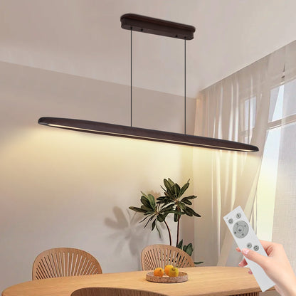 51" Walnut Wood Pendant Light with Remote - view 4