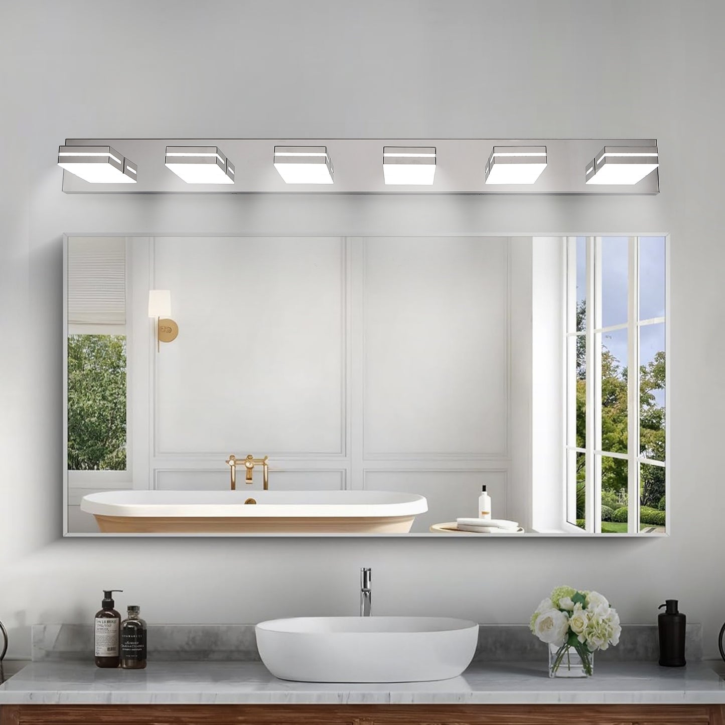6-Light Modern Chrome LED Vanity Wall Light - view 4