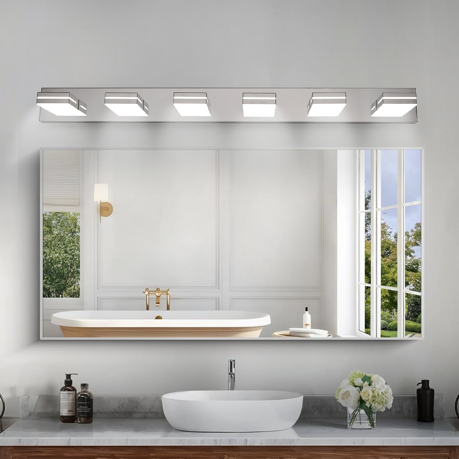 6-Light Modern Chrome LED Vanity Wall Light - view 4