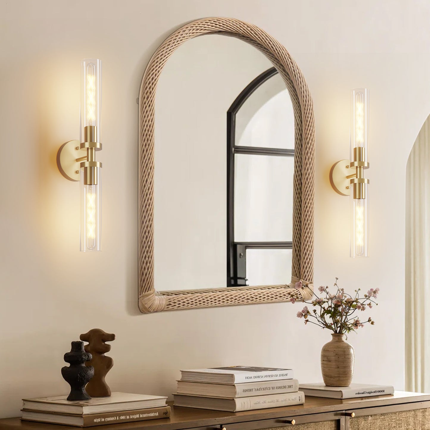Gold Wall Light with Clear Glass, Set of 2 - view 3