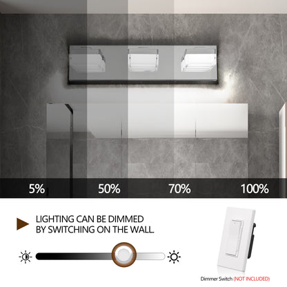 3-Light Modern Chrome LED Vanity Wall Light - view 5