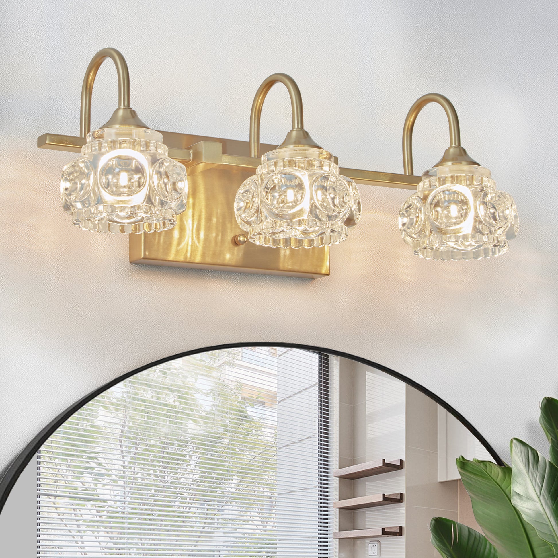 17" 3-Light Gold Crystal Vanity Wall Light - view 3