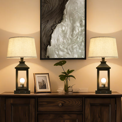 20.5" Black Farmhouse Touch Table Lamp