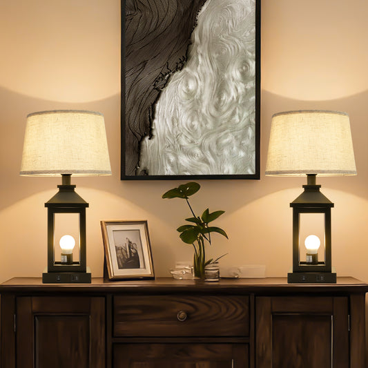 20.5" Black Farmhouse Touch Table Lamp