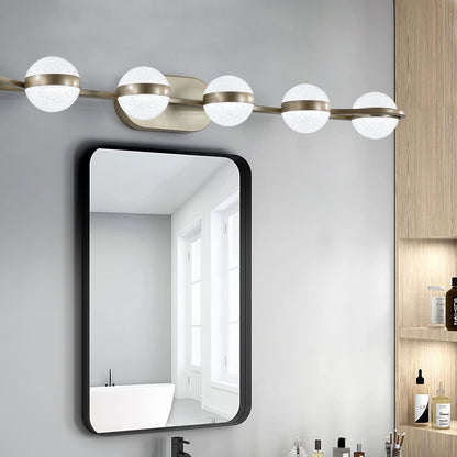 43" 6-Light Gold LED Vanity Light with Crystal Sand Shades - view 5