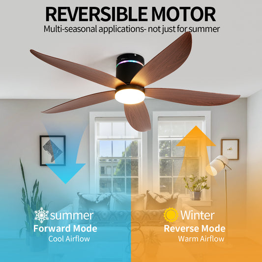 52" Matte Black 5-Blade Ceiling Fan with LED Light - view 2