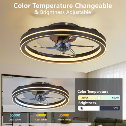 19" Black RGB Bladeless Fandelier Ceiling Fan with Remote - view 6
