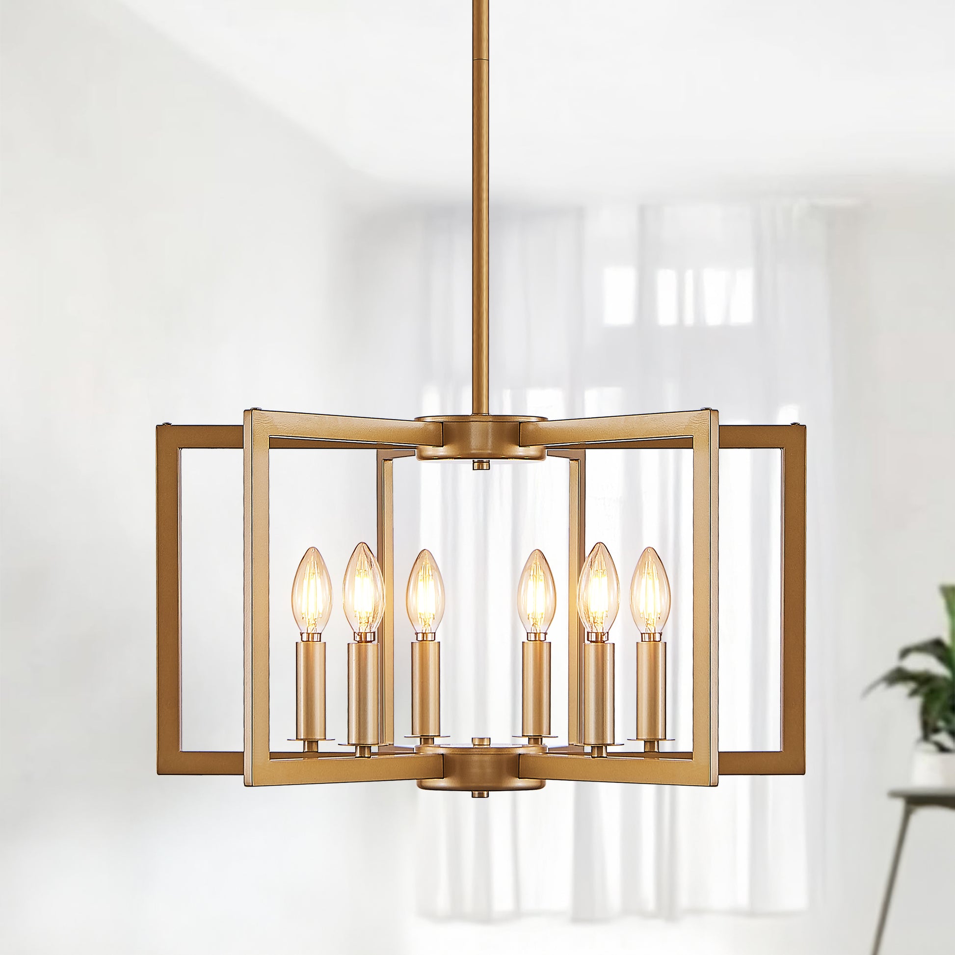 22" 6-Light Gold Geometric Chandelier - view 2