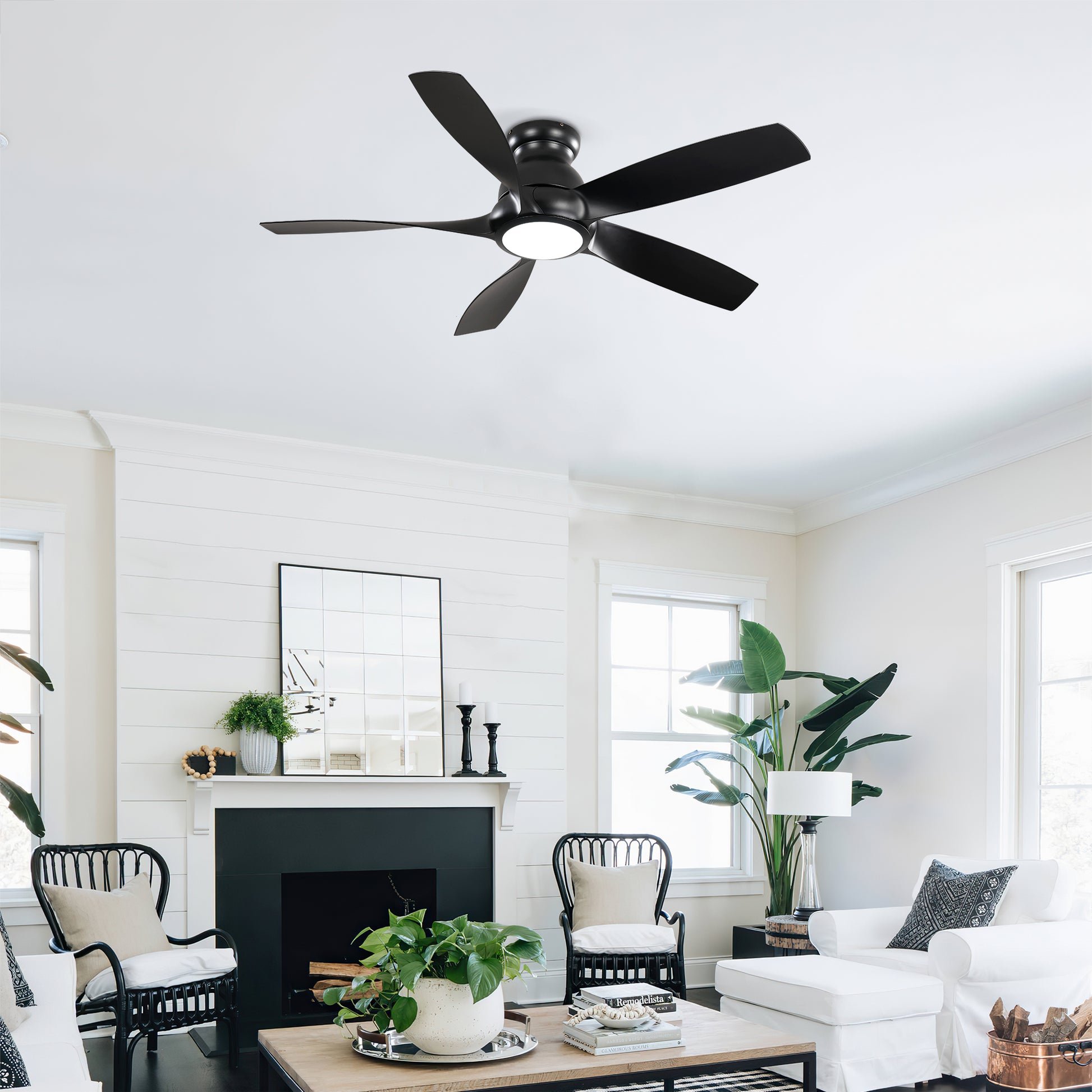 56" Matte Black 5-Blade Ceiling Fan with Remote - view 4