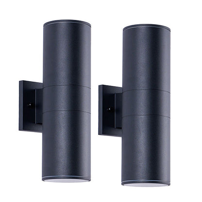 14" Matte Black Cylinder Outdoor Wall Sconce, Set of 2 - view 11