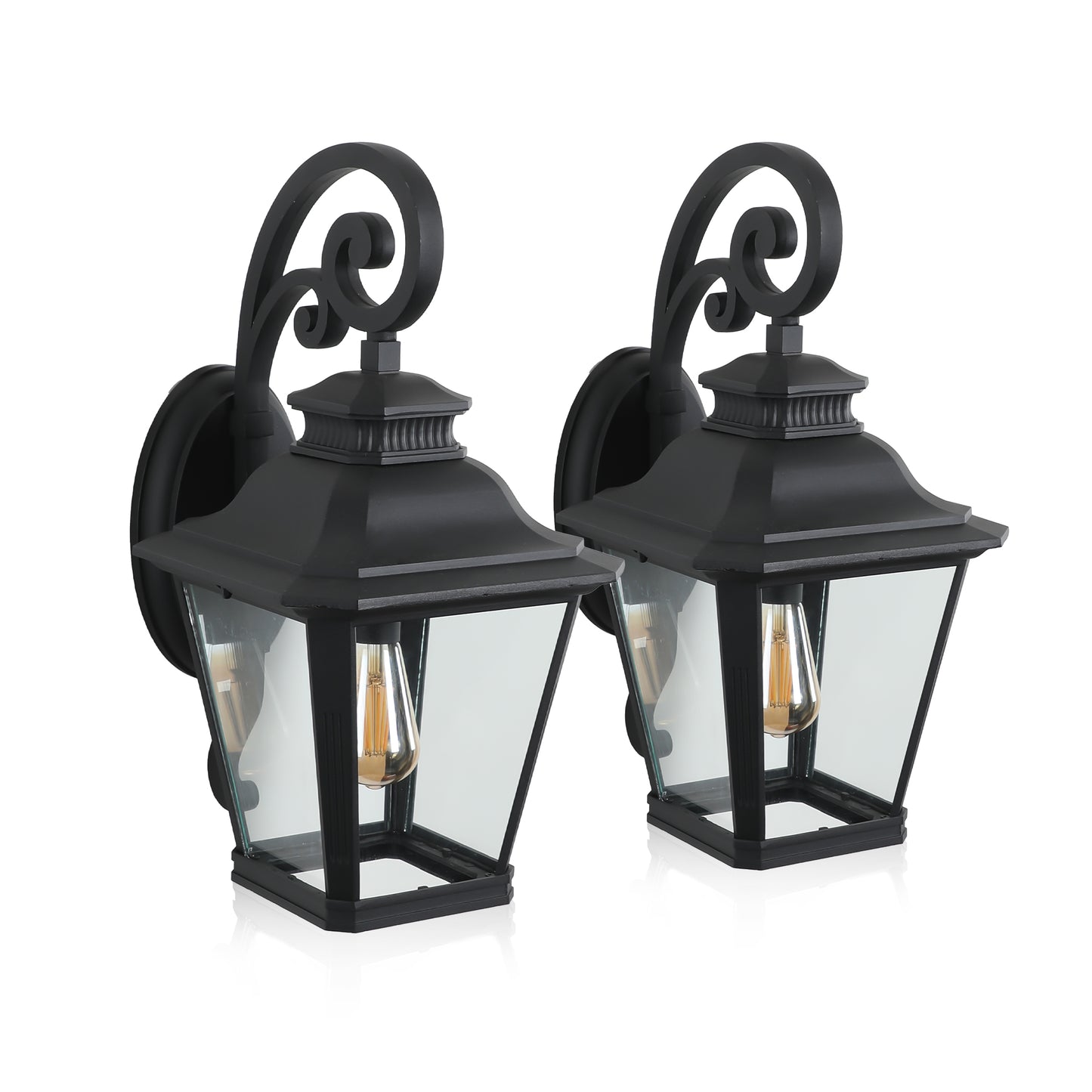 14" Black Vintage Outdoor Wall Lantern, Set of 2 - view 10