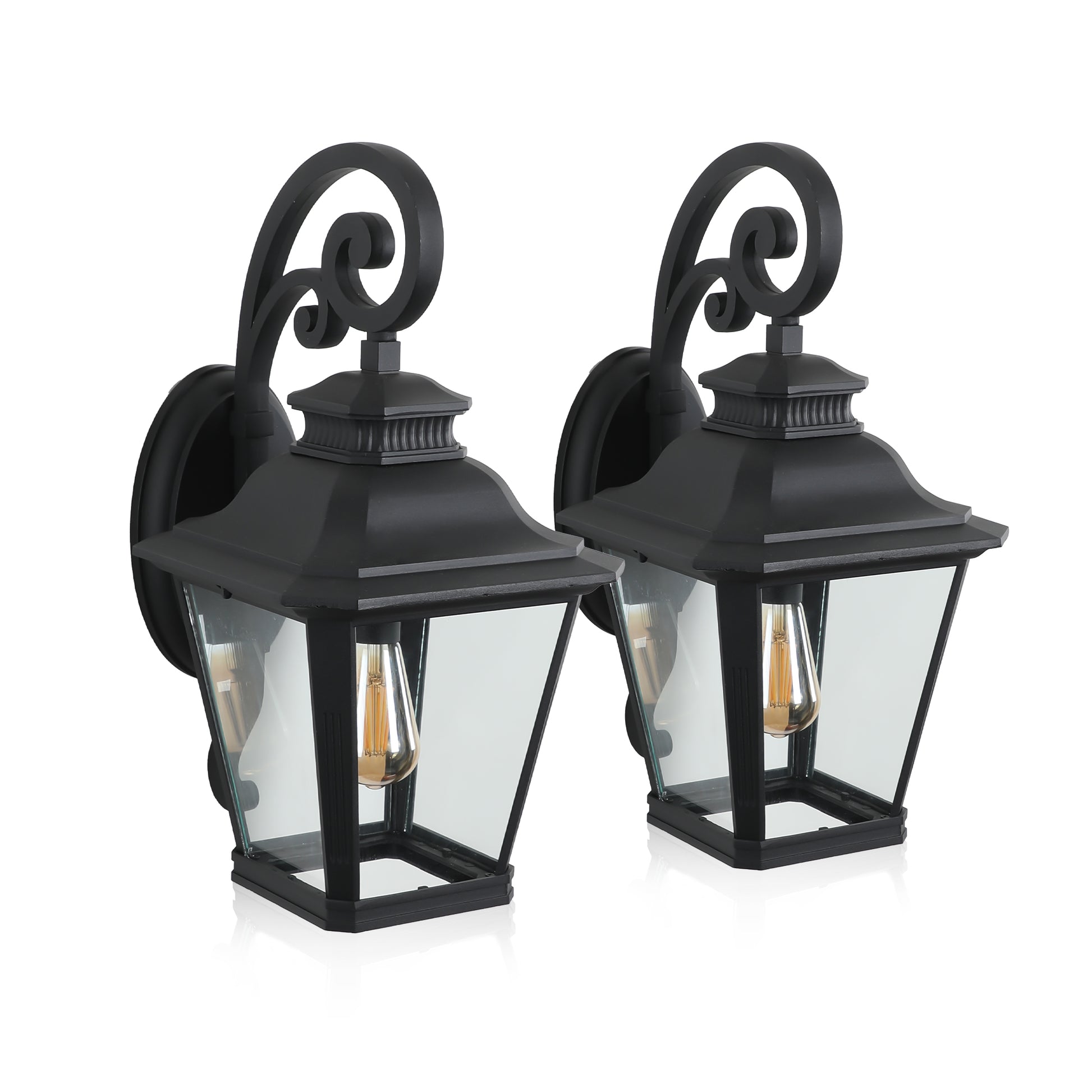 14" Black Vintage Outdoor Wall Lantern, Set of 2 - view 10