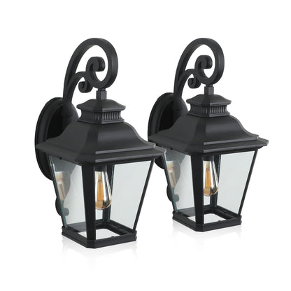 14" Black Vintage Outdoor Wall Lantern, Set of 2 - view 10