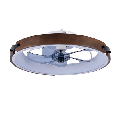 20" Walnut & Black Flush Mount Ceiling Fan with Dimmable LED - view 19