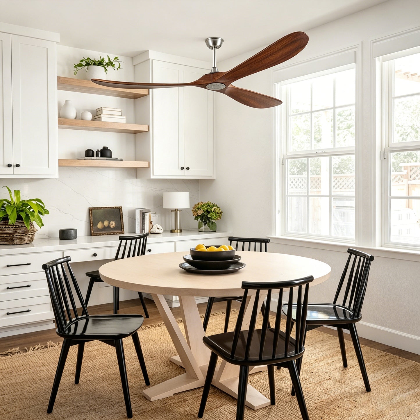 72" Walnut Solid Wood Ceiling Fan with Remote - view 6