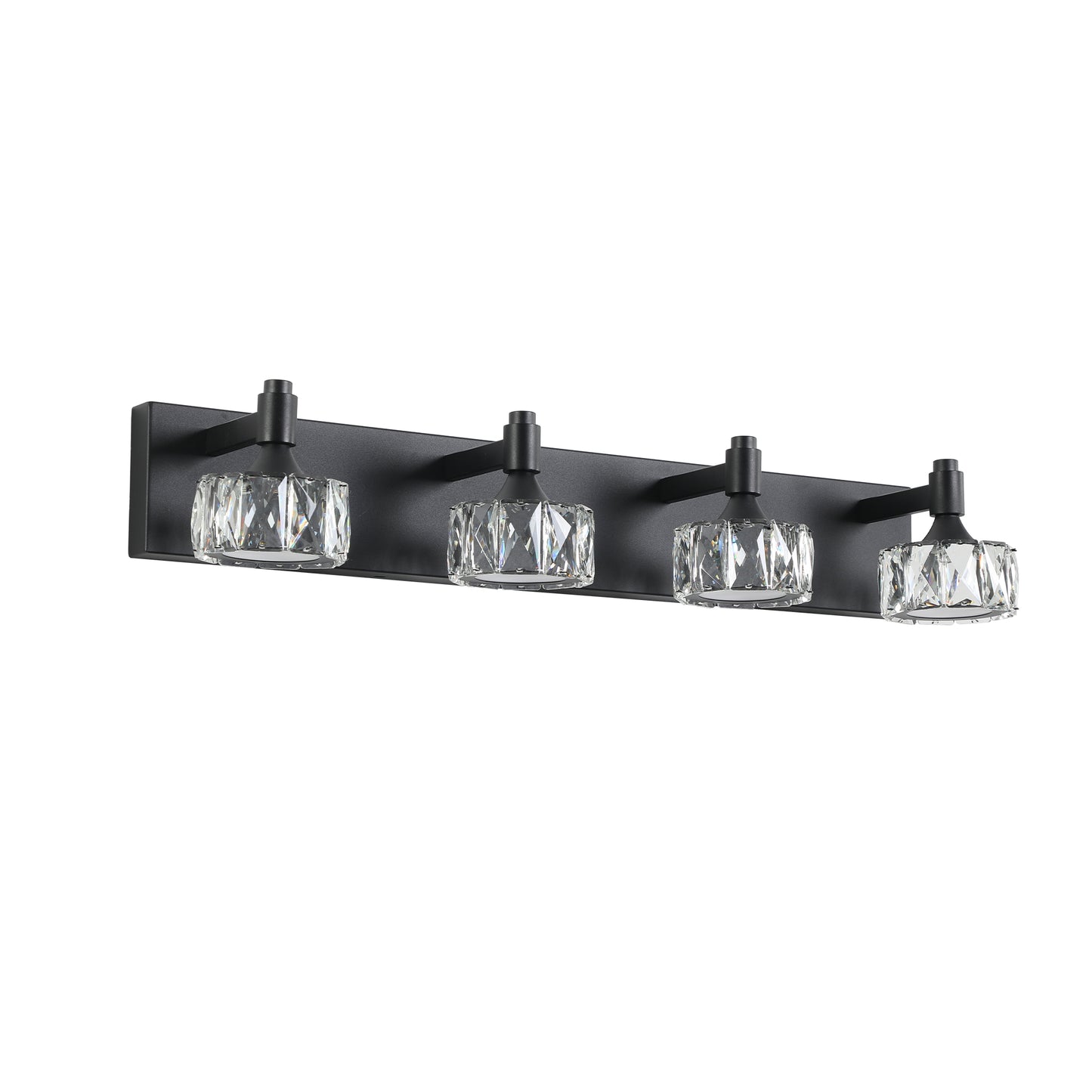 4-Light Matte Black LED Vanity Light with Crystal Glass - view 9