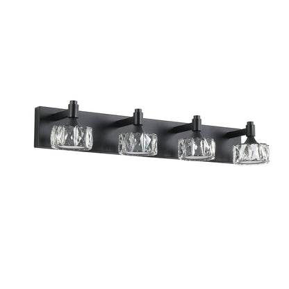 4-Light Matte Black LED Vanity Light with Crystal Glass - view 9