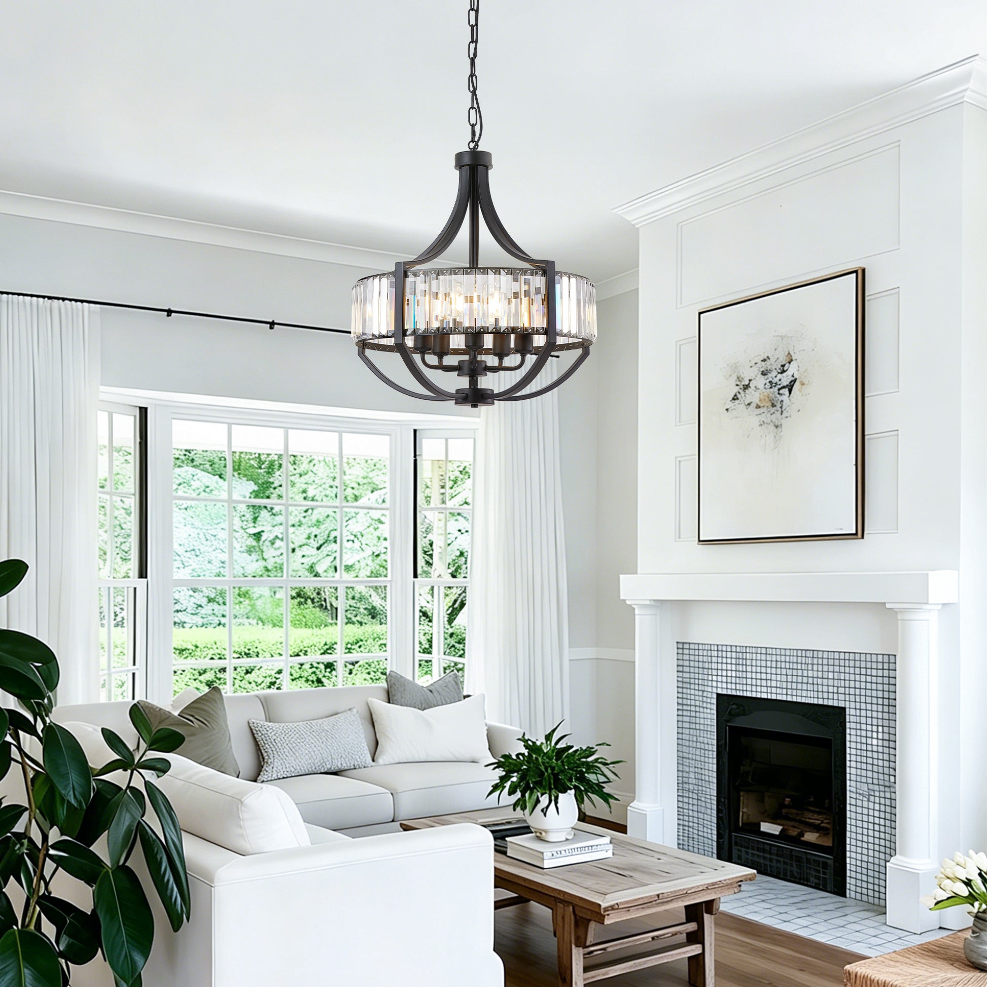 20" 5-Light Black Farmhouse Crystal Chandelier - view 6