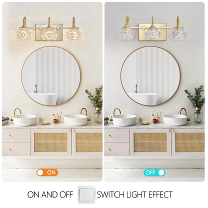 17" 3-Light Gold Crystal Vanity Wall Light - view 6