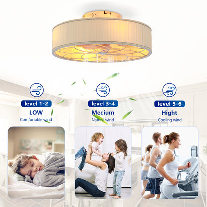 20" Matte White Fabric Farmhouse Bladeless Ceiling Fan - view 13