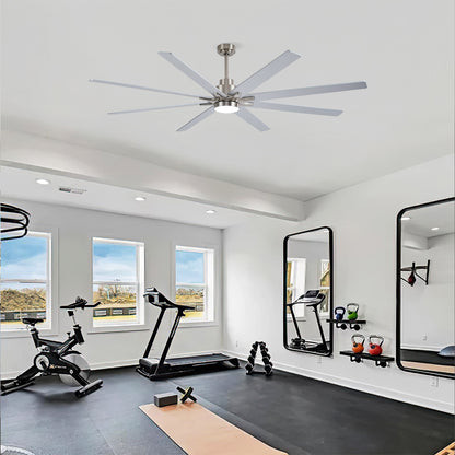 84" Nickel 8-Blade Ceiling Fan with Dimmable LED - view 10