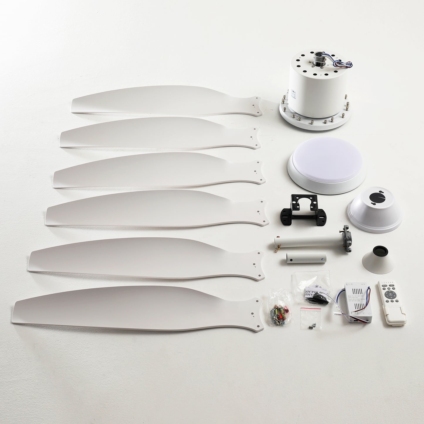 56" White 6-Blade Ceiling Fan with Remote - view 16
