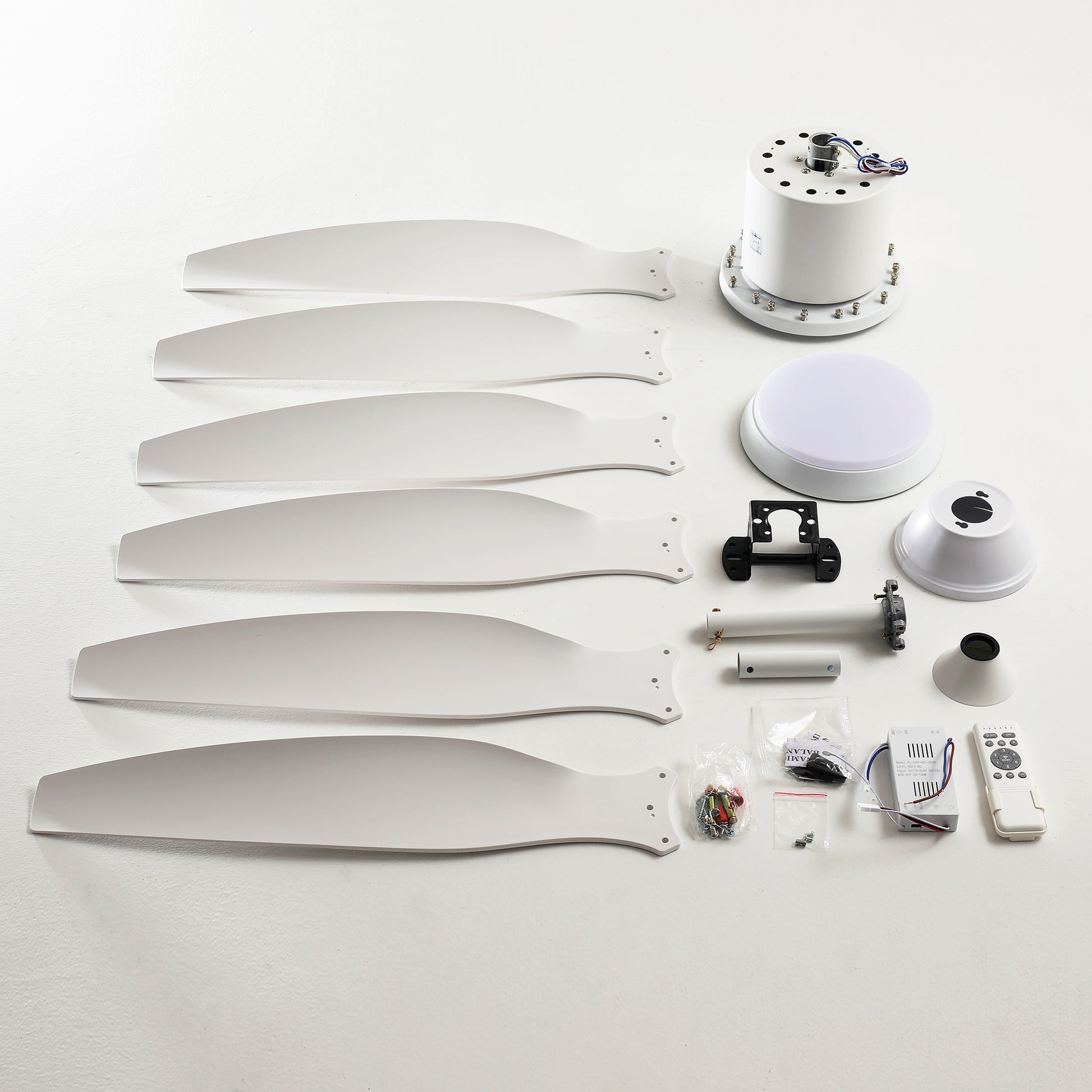 56" White 6-Blade Ceiling Fan with Remote - view 16