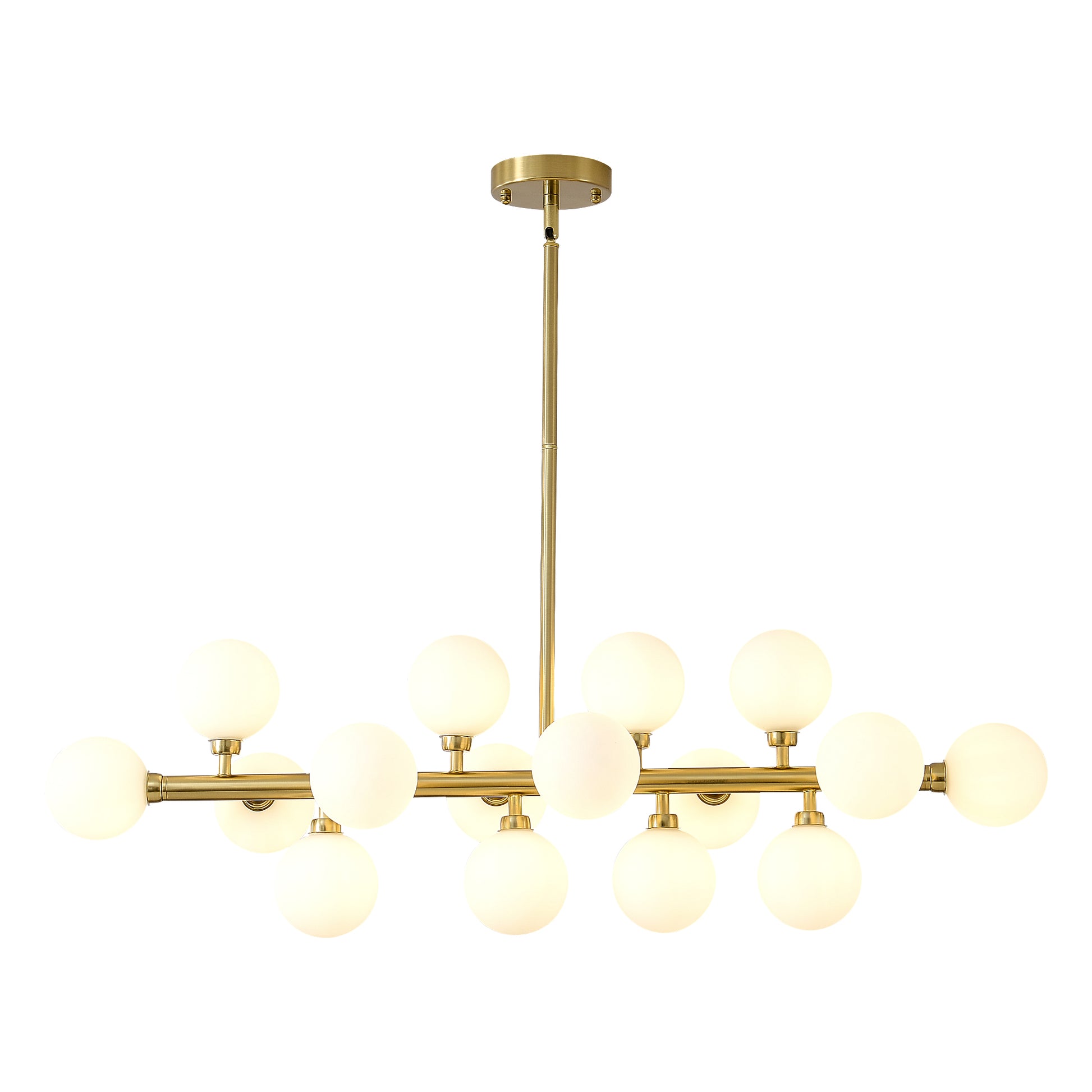16-Light Gold Farmhouse Pendant Light with Opal Glass - view 15