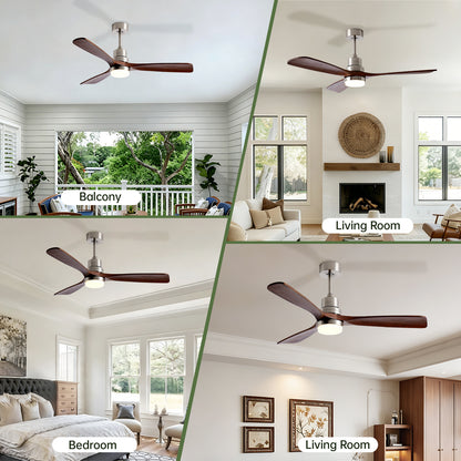 52" Brushed Nickel 3-Blade Ceiling Fan with Remote - view 3