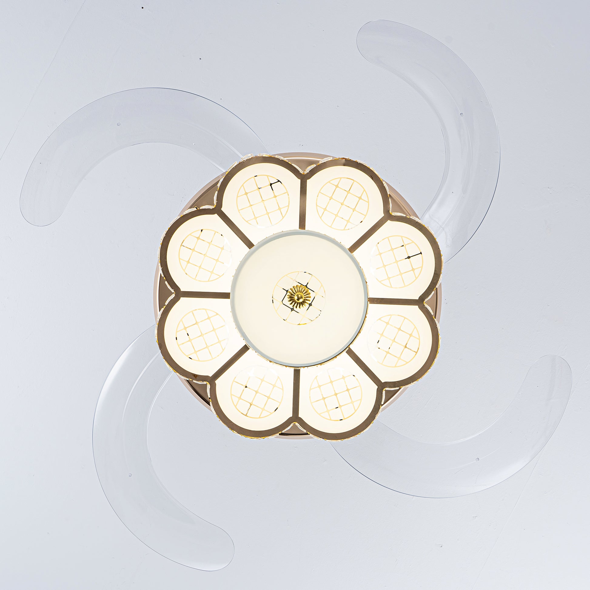 48" Gold Retractable Blade Ceiling Fan with Light & Remote - view 15