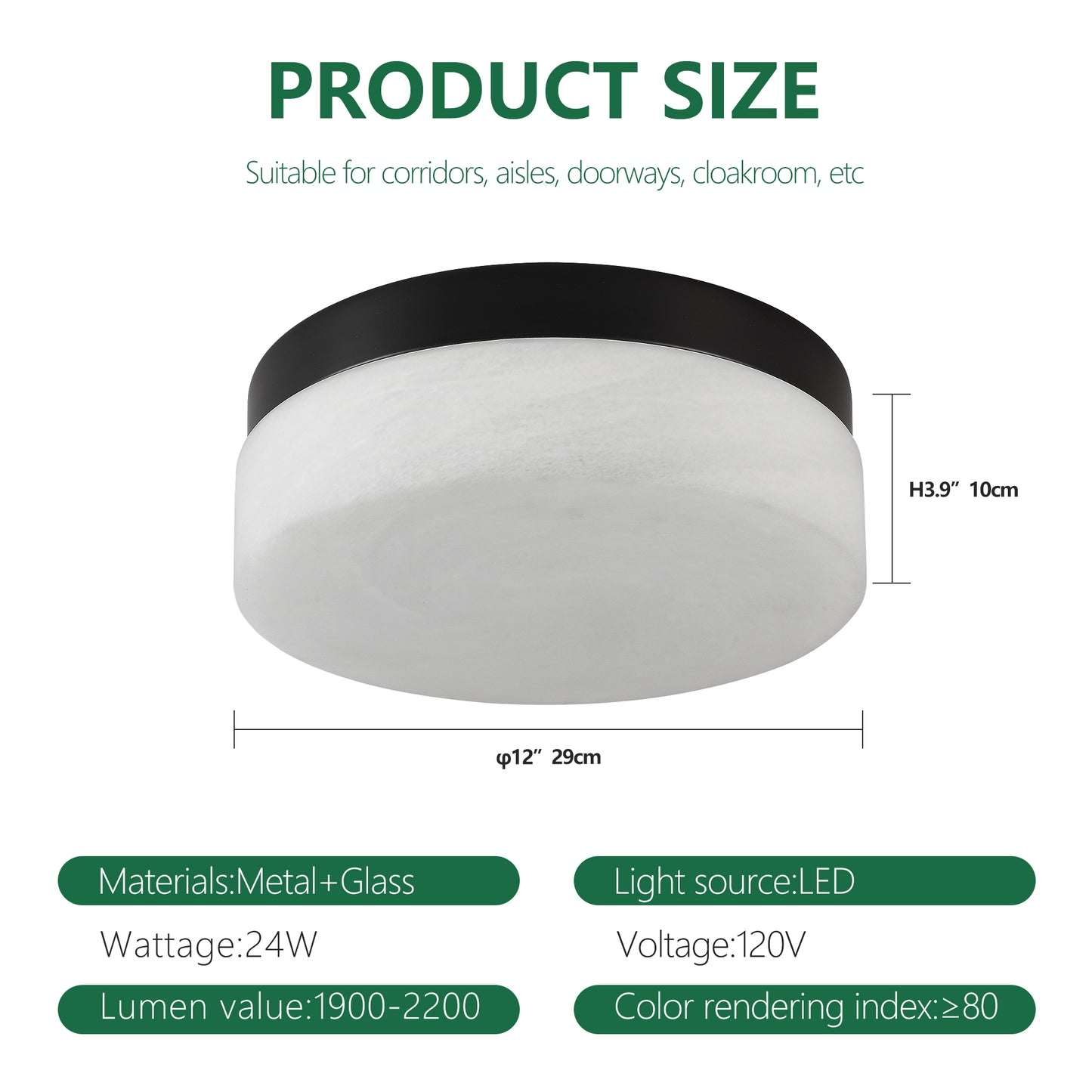 12" Black Round LED Flush Mount Ceiling Light - view 8