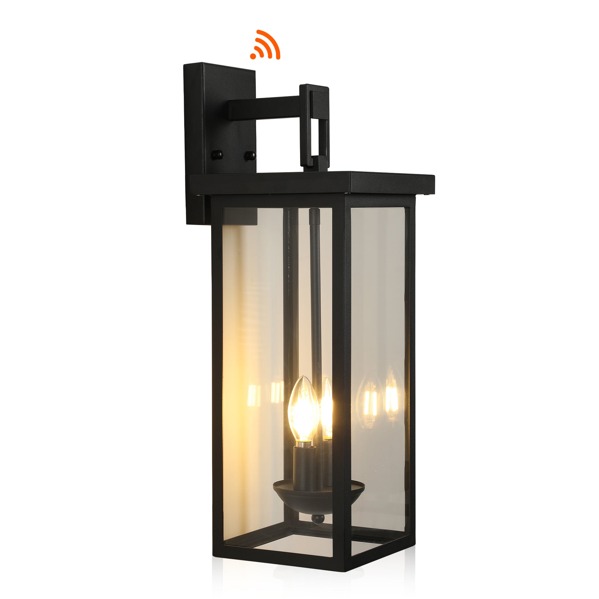 22" Matte Black Outdoor Wall Lantern with Dusk to Dawn Sensor - view 11