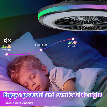 20" Black Ceiling Fan with RGB LED Light - view 3