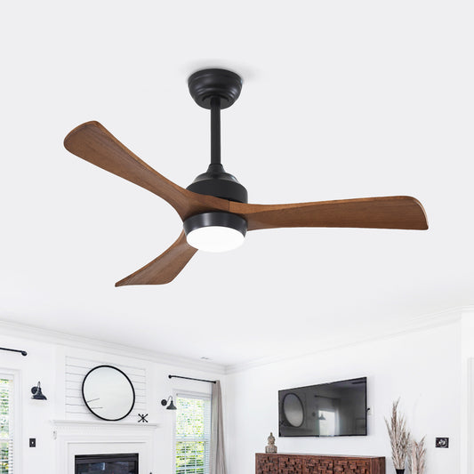 42" Matte Black Solid Wood 3-Blade Ceiling Fan - view 2