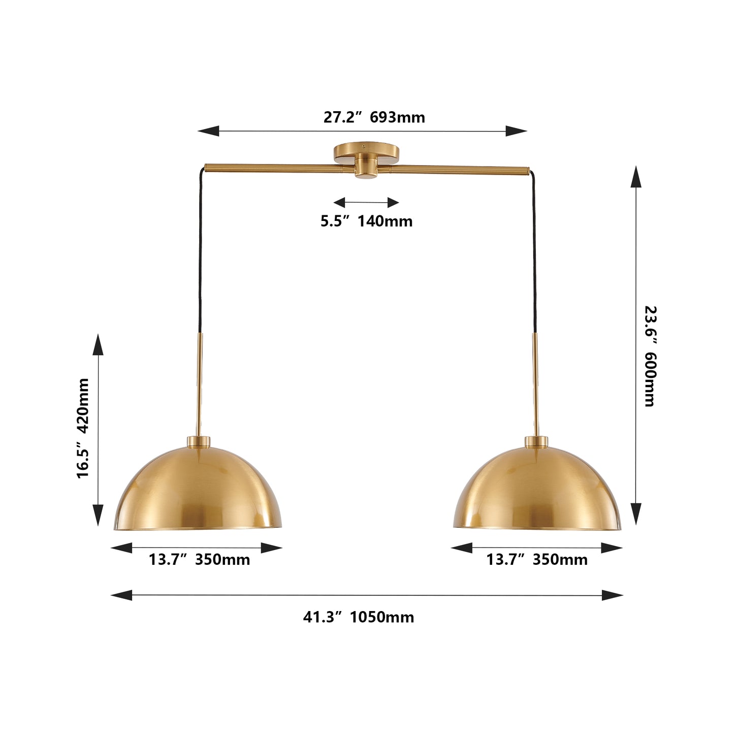 41" Industrial Copper Double Pendant Light - view 8