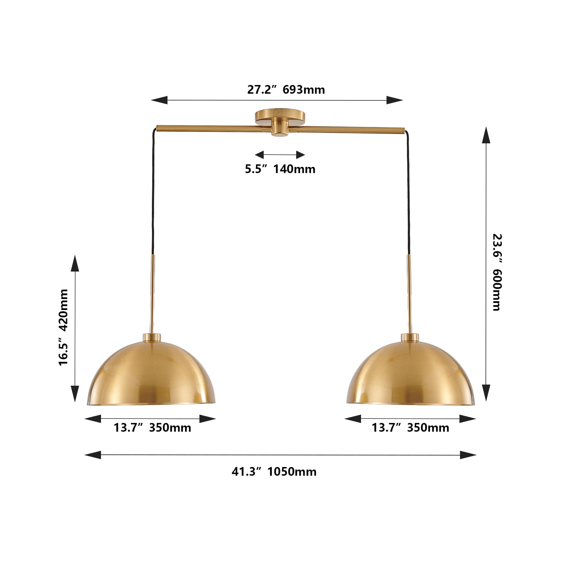 41" Industrial Copper Double Pendant Light - view 8