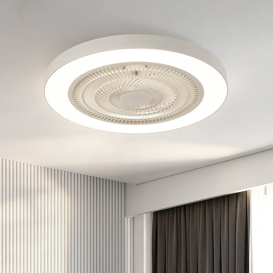 Matte White Flush Mount Ceiling Fan with Dimmable LED - view 2